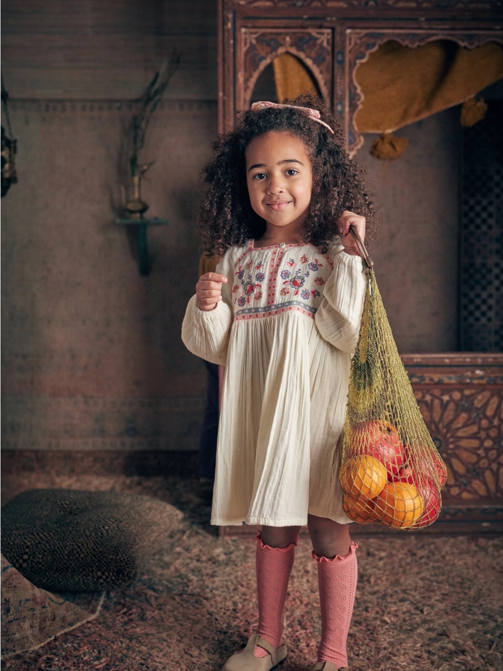 Louise Misha Tulla Cream Embroidered Boho Dress – 6Y